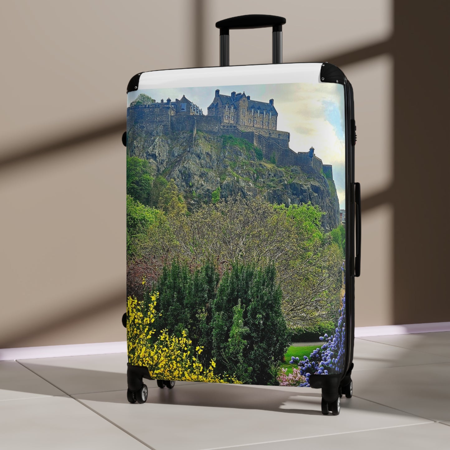 The Future Photography-Driven, Lightweight Suitcases, Custom Durable Travel Designer Suitcase, Edinburgh Castle Scenic Carry-On Suitcase — Scottish Castle Travel Luggage
