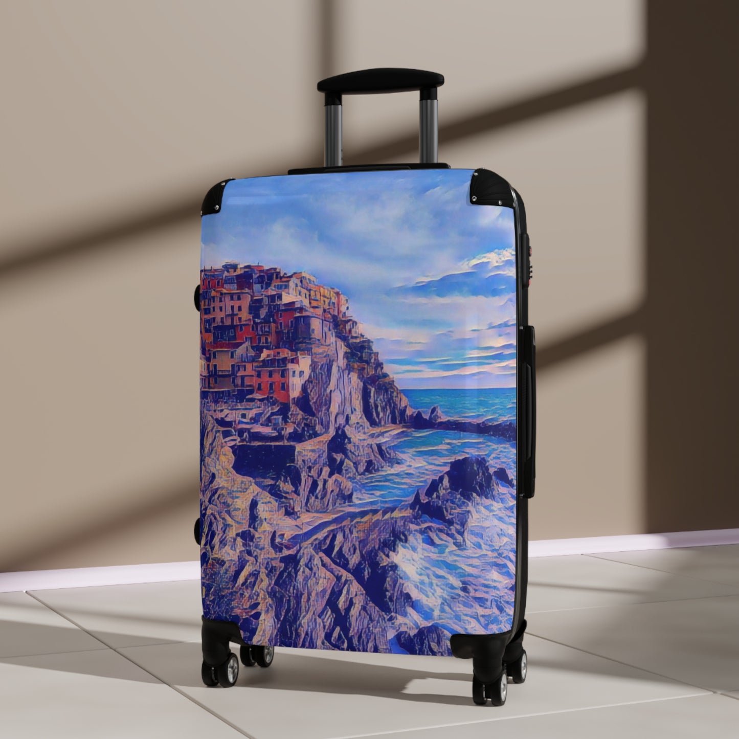 Coastal Village Carry-On Suitcase – Scenic Seaside Travel Luggage