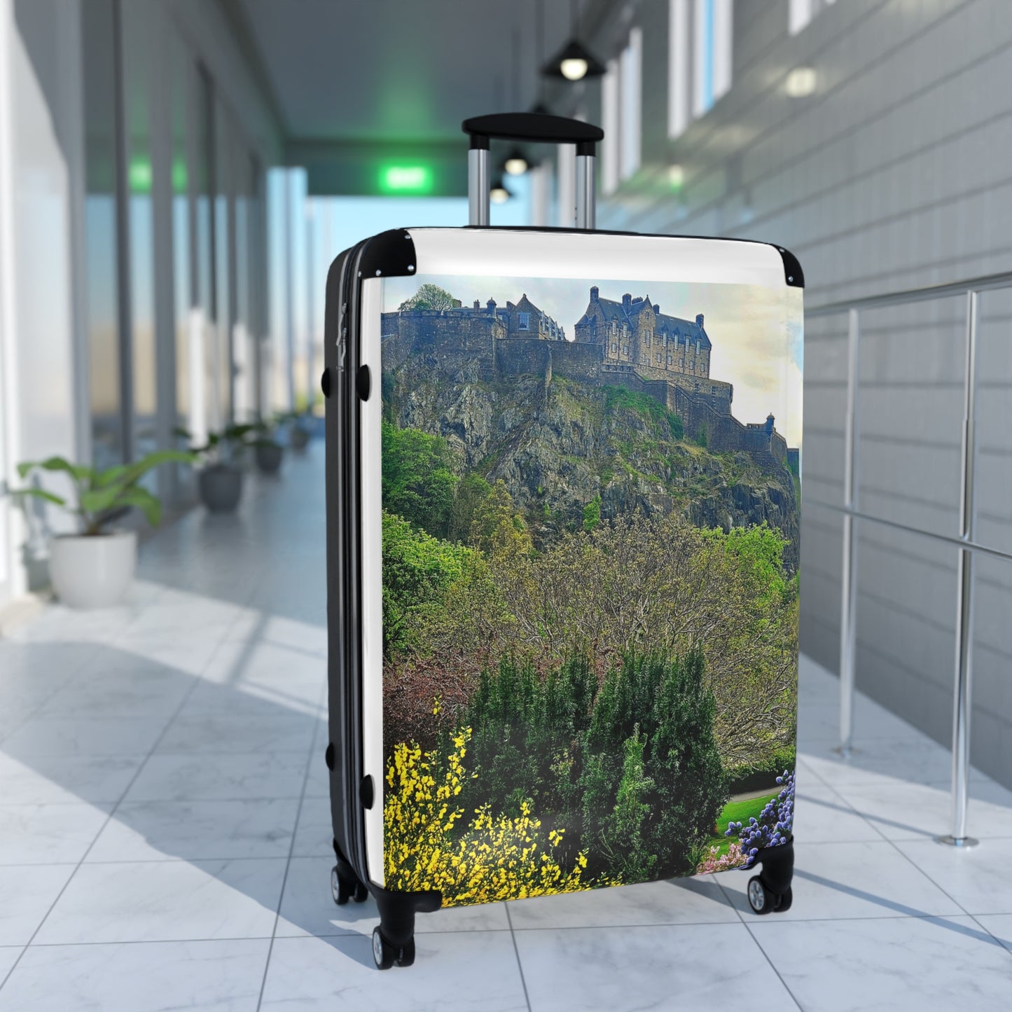 The Future Photography-Driven, Lightweight Suitcases, Custom Durable Travel Designer Suitcase, Edinburgh Castle Scenic Carry-On Suitcase — Scottish Castle Travel Luggage