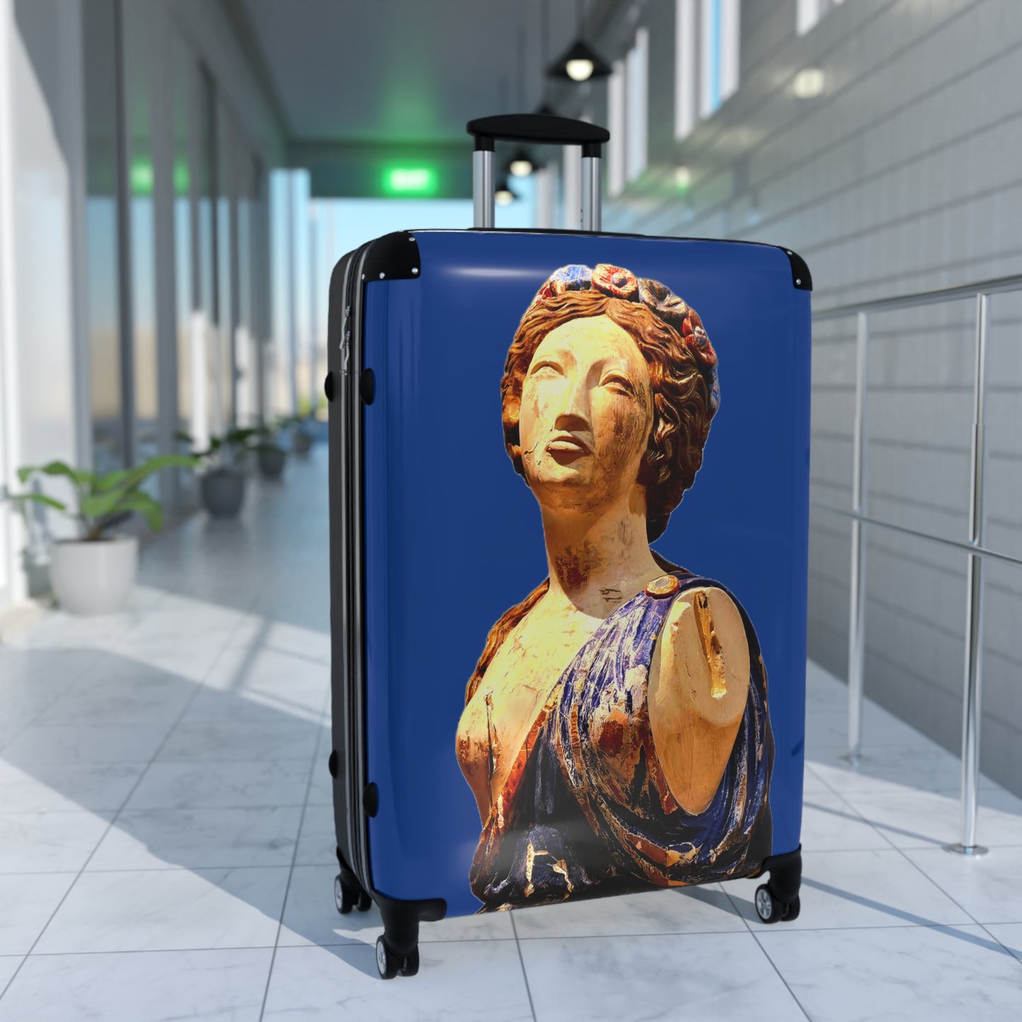 Greek Statue Blue Carry-On Suitcase – Classical Art Travel Luggage