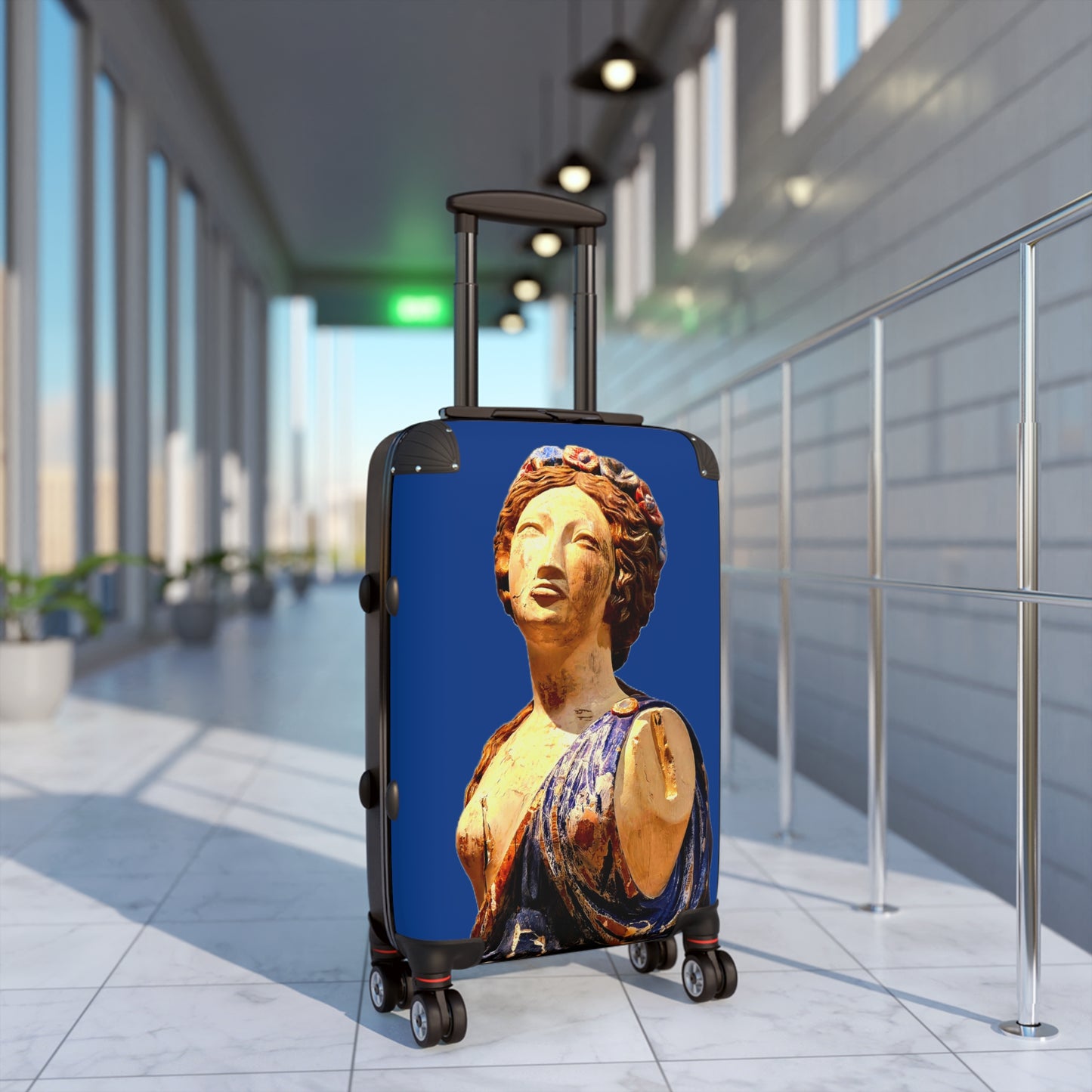Greek Statue Blue Carry-On Suitcase – Classical Art Travel Luggage