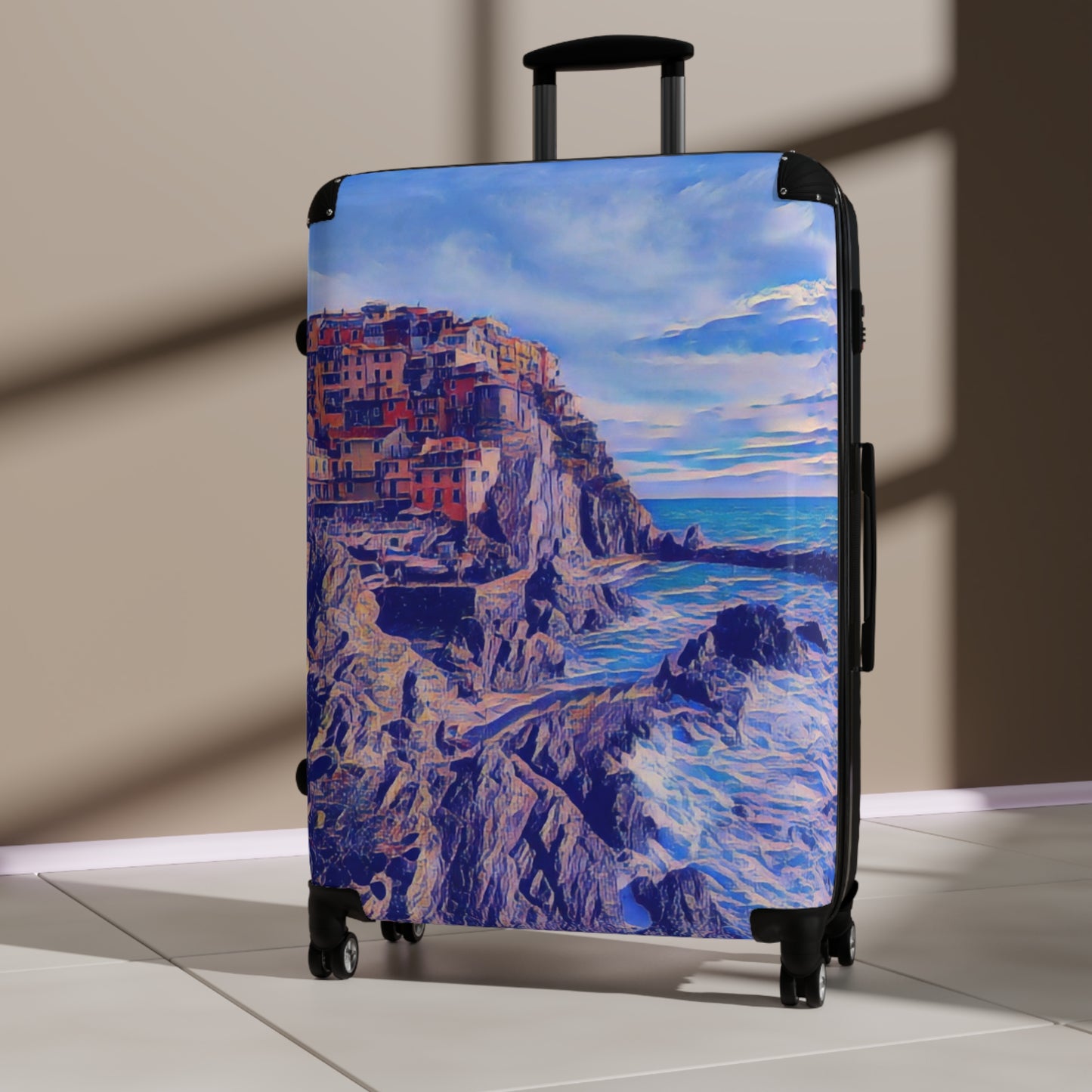 Coastal Village Carry-On Suitcase – Scenic Seaside Travel Luggage