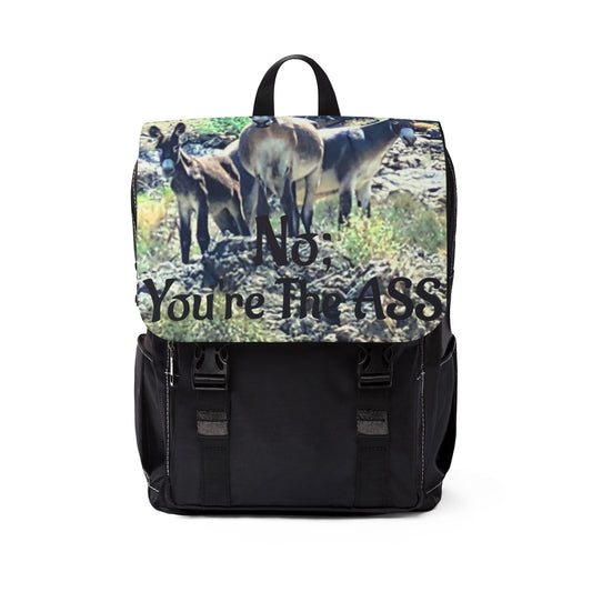 Custom Printed Casual Shoulder Backpack — Donkeys: "No, You're The Ass" - Funny Donkey Print Backpack