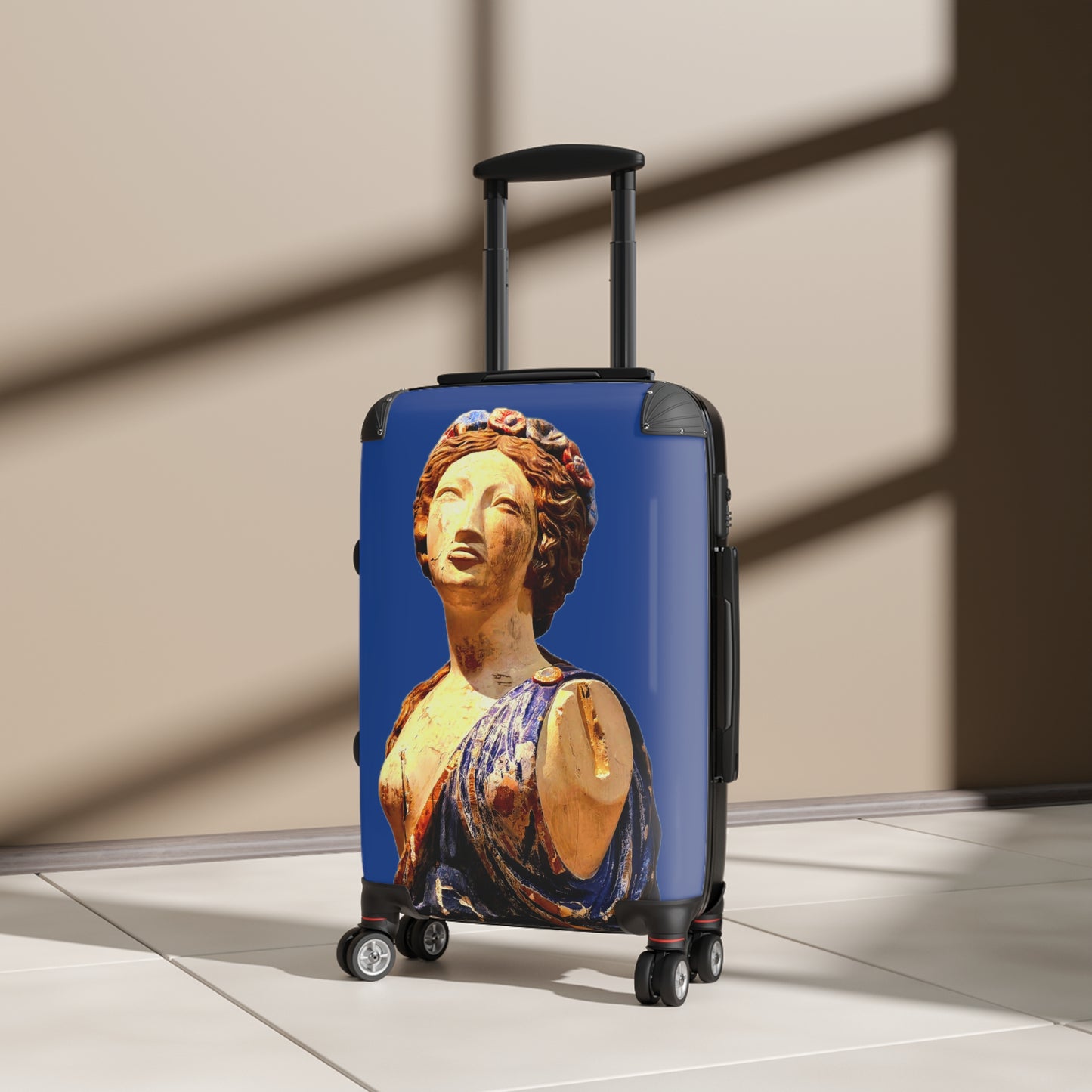 Greek Statue Blue Carry-On Suitcase – Classical Art Travel Luggage