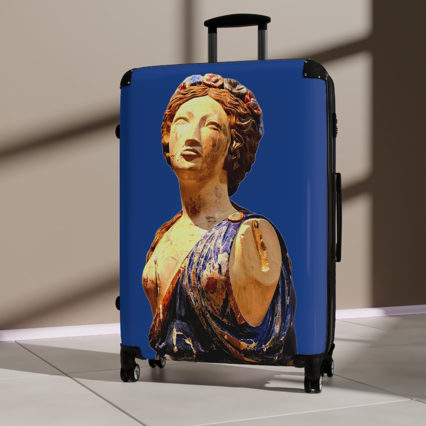 Greek Statue Blue Carry-On Suitcase – Classical Art Travel Luggage