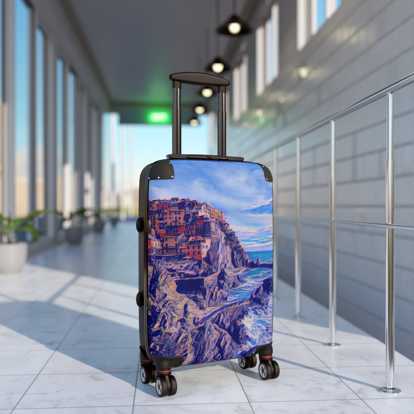 Coastal Village Carry-On Suitcase – Scenic Seaside Travel Luggage