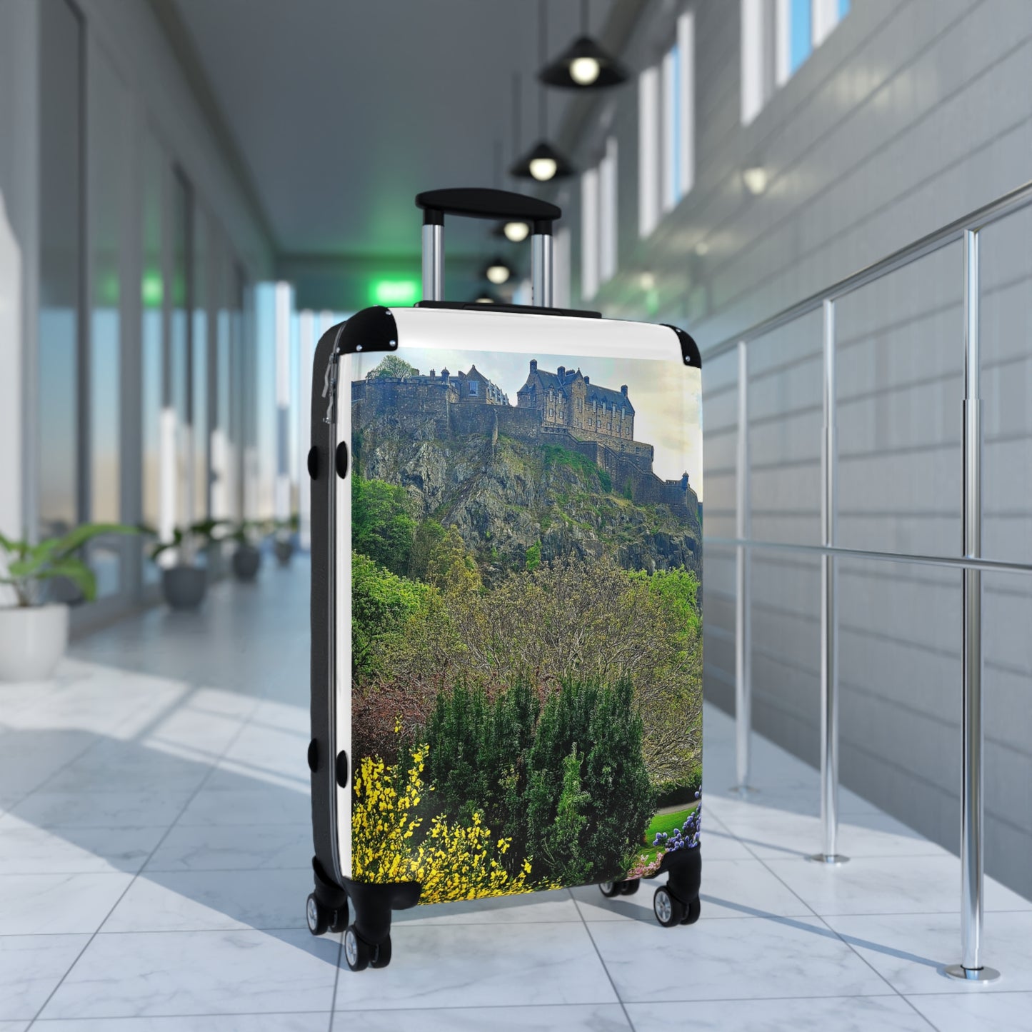 The Future Photography-Driven, Lightweight Suitcases, Custom Durable Travel Designer Suitcase, Edinburgh Castle Scenic Carry-On Suitcase — Scottish Castle Travel Luggage