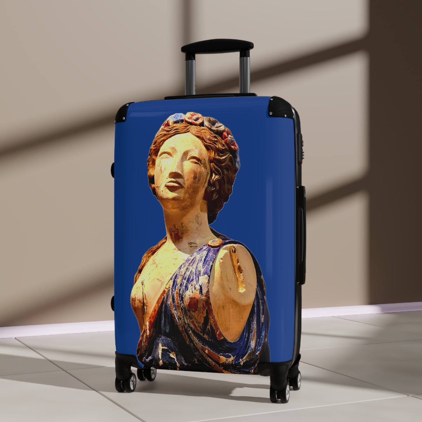 Greek Statue Blue Carry-On Suitcase – Classical Art Travel Luggage