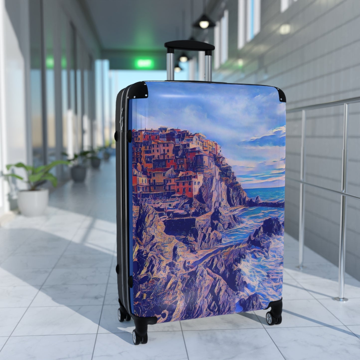 Coastal Village Carry-On Suitcase – Scenic Seaside Travel Luggage