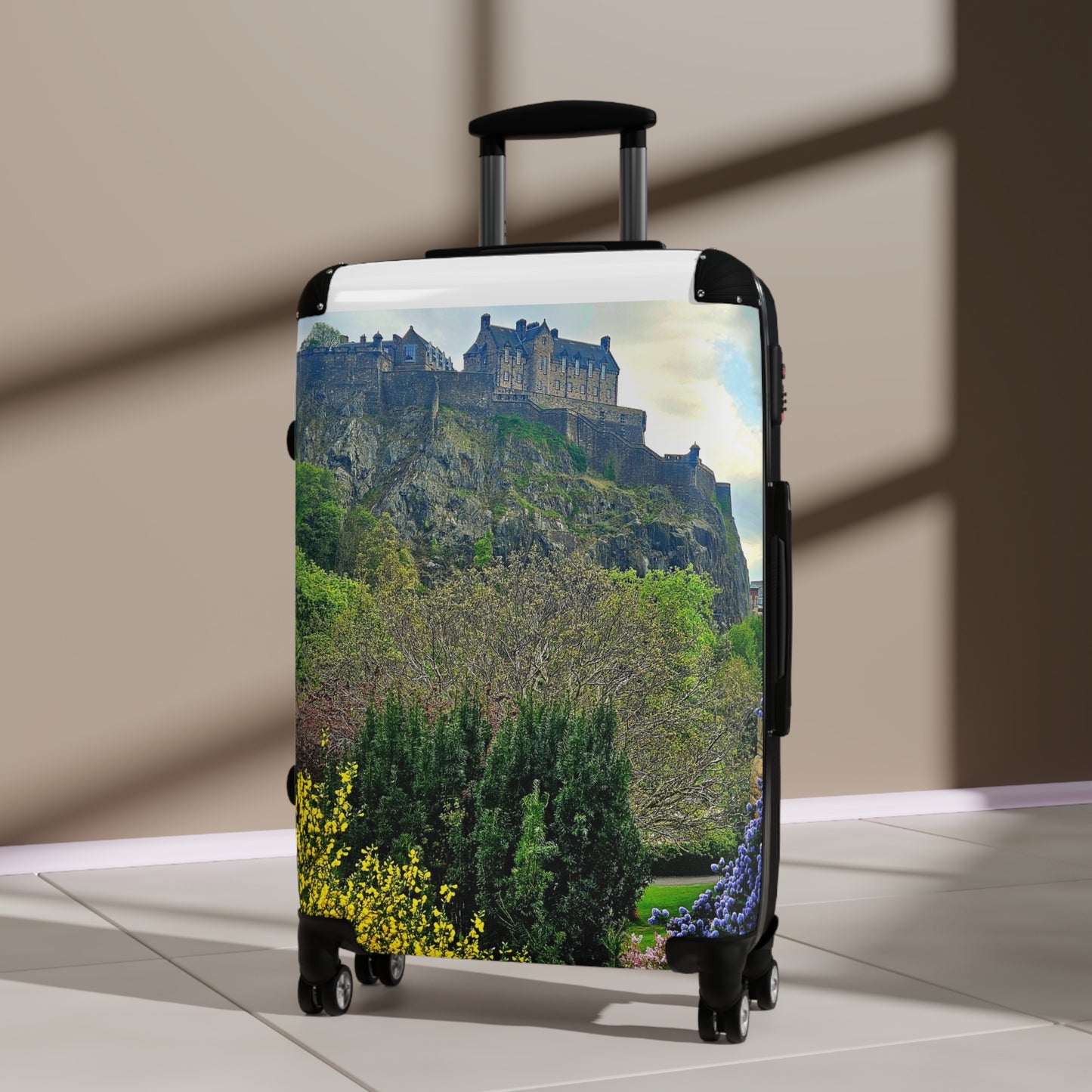The Future Photography-Driven, Lightweight Suitcases, Custom Durable Travel Designer Suitcase, Edinburgh Castle Scenic Carry-On Suitcase — Scottish Castle Travel Luggage